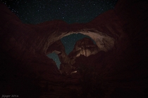 It is a dark image Double Arch at night 