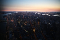 Its not one of those high resolution photos but it has meaning Shot from One World Trade observation deck before it opened to public on the dawn of May th 