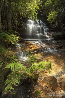 Junction Falls on the Waterfalls Loop Track in the Blue Mountains New South Wales Australia 