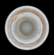 Jupiters South Pole photographed by the Cassini-Huygens spacecraft 