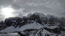 Just got home from a skiing trip in the Dolomites Italy This is a picture of the famous Sella mountain x