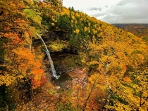 Kaaterskill Fall in NY looks amazing in fall foliage 