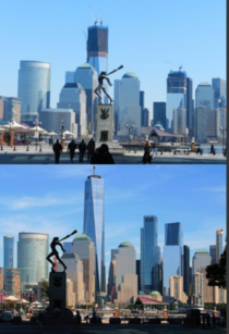 Katyn Memorial with NYC in the Background  years apart