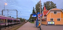 Kauniainen train station in The Greater-Helsinki region Finland 