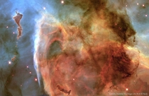 Keyhole in the Carina Nebula  light-years away in planet Earths southern sky the Keyhole Nebula was created by the dying star Eta Carina which is prone to violent outbursts during its final centuries