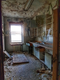 Kitchen in an abandoned mental hospital