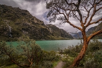 Lake Chinancocha in Huascarn National Park Peru 