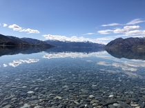 Lake Hawea NZ on a still day 