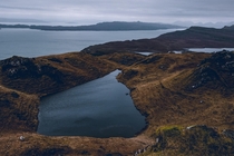 Lake view from the Old Man of Storr on the Isle of Skye Scotland 
