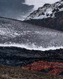 Lava and snow yesterday in Marardalur Iceland 