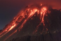 Lava Pours Out Of Montserrat During An Eruption 