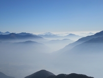 Layers of valleys in Ticino Switzerland 