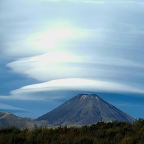 Lenticular clouds over Mt Ngauruhoe