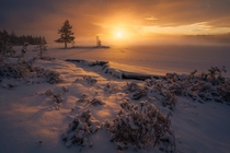 Light of Diffusion Frost smoke diffused the light from the setting sun at a lake in Ringerike Norway Feb   x