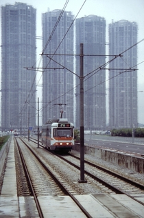 Light rail in Tin Shui Wai Hong Kong  