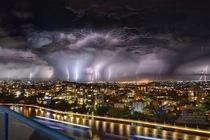 Lightning Show over Brisbane Australia