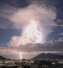 Lightning storm last night in the city of Monterrey Mexico
