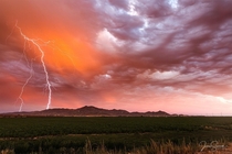 Lightning strikes South Mountain in Phoenix AZ 