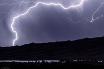 Lightning strikes the Great Sand Dunes of Colorado leading to the creation of fulgurites among the sand OC  dendronaut