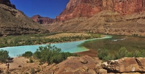 Little Colorado River merging with the Colorado River in Grand Canyon National Park 