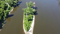 Little island on the river at Mississippi regional park Minneapolis MN  x