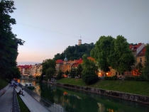Ljubljana at dusk Slovenia 