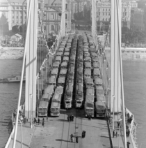 Load testing at Erzsbet Bridge  Hungary 