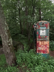 Lone gas pump in the woods Star lake  Wisconsin 