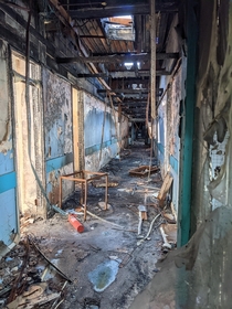 Long Corridor in Huddersfields abandoned Kirkless College Building 