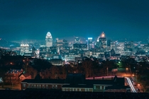 Long exposure of Cincinnati skyline as seen from the top of The Christ Hospital 