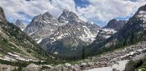 Looking back down North Fork Canyon in Grand Tetons NP 