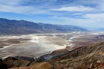 Looking down on the lowest point in the Western Hemisphere relative to sea level from a surrounding peak higher in elevation than the city of Denver Death Valley NP