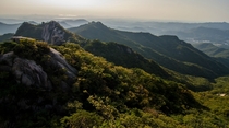 Looking east from the peak of Dobongsan  Seoul South Korea OC 