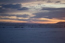 Looking towards Hekla Iceland during sunrise this past December 