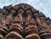 Looking up at the Shikhara of Neelkantheshwar Mandir built during the reign of Raja Udayaditya the son of the legendary Raja Bhoja in the th century