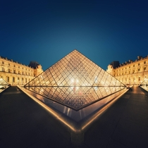 Louvre Pyramid at night 