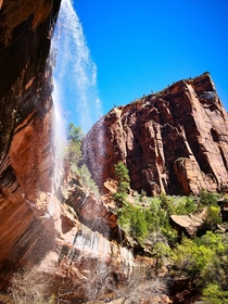 Lower Emerald Pools waterfall in Zion National Park 