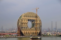 Lucky Coin Building construction in Guangzhou China 