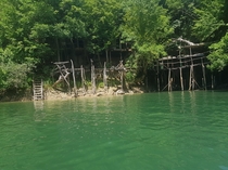 Macedonia is full of these old fishing huts being reclaimed by the forest