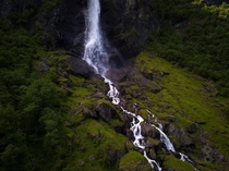 Magical Rjoandefossen Waterfall near Flm Norway OC 