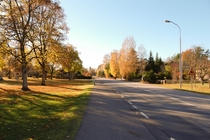 Main road in village of Pryd Sweden 