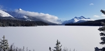 Maligne Lake in Jasper Alberta Its gorgeous in the winter  