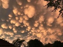 Mammatus clouds after a storm in Tulsa
