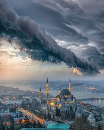 Massive thunderstorm over Istanbul Turkey