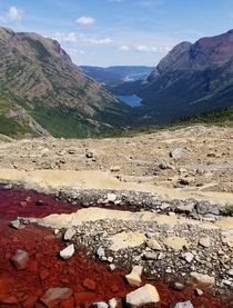 Melted Watermelon Snow at Grinnell Glacier Glacier National Park  x