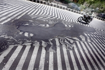 Melting street during a heatwave in India 