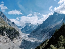 Mer de Glace a glacier of the French Alps Mont Blanc 