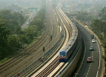 Metro suburban train lines and roadways - Public transport in Kolkata India