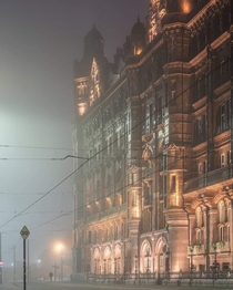 Midland Hotel in the fog Manchester England