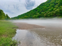 Midmorning fog on the river by Beaver Lake Dam Arkansas 